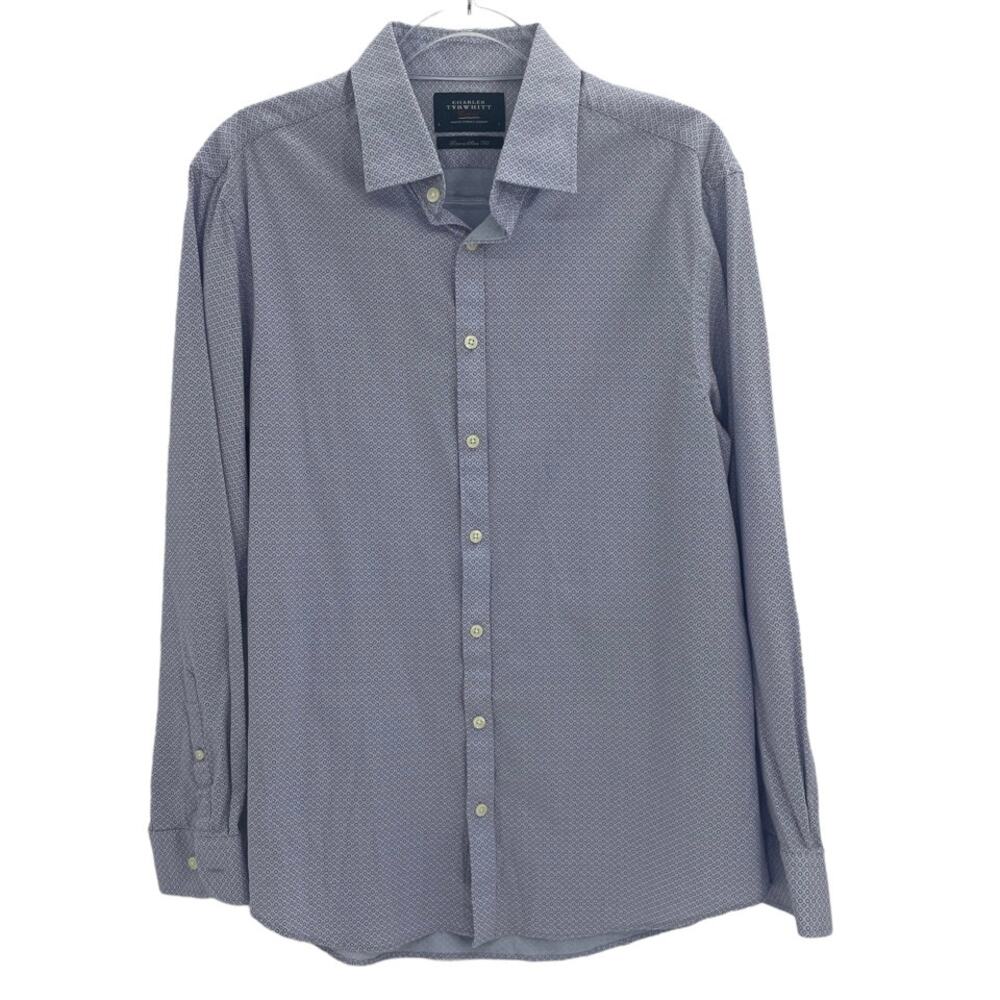 CHARLES TYRWHITT Mens Button Up Shirt L Extra Slim Fit Long Sleeve Career Office